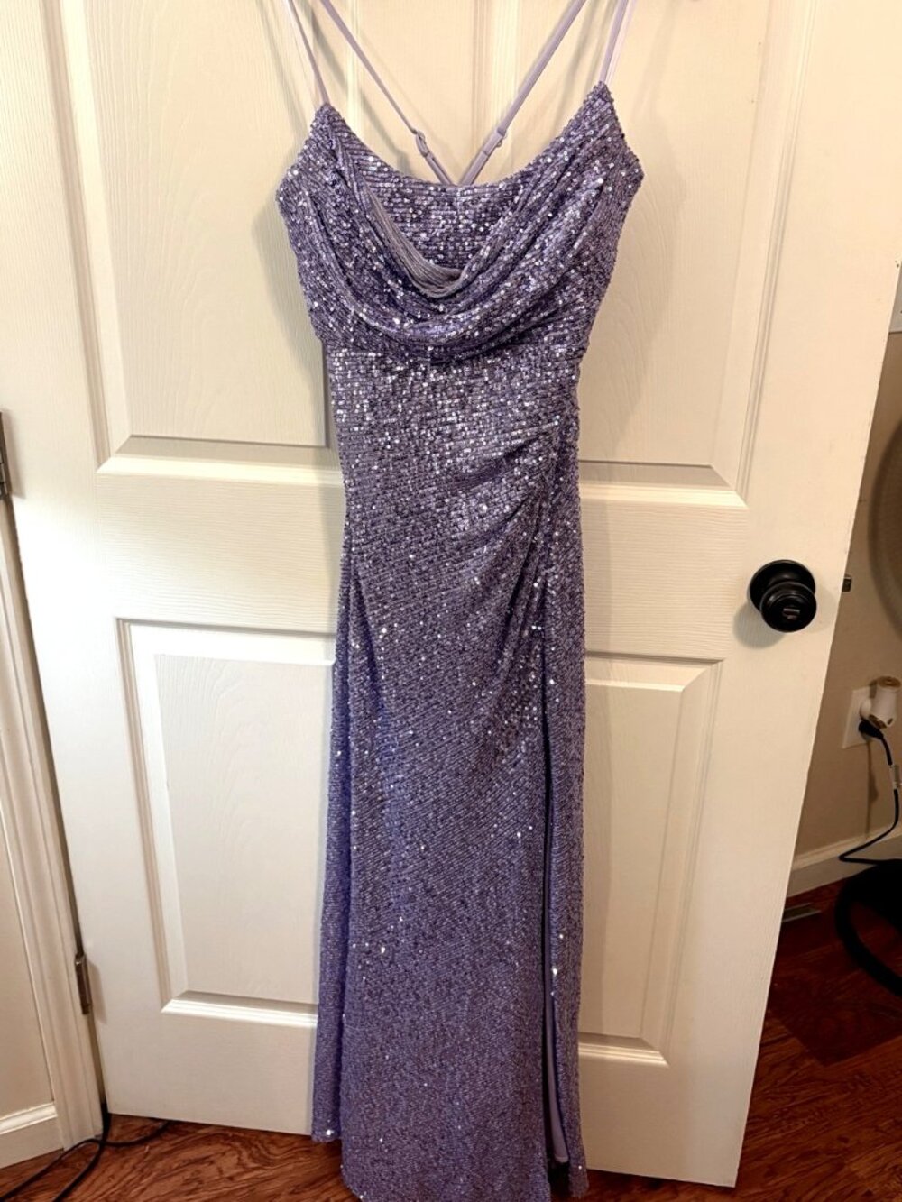 Nightway Lavender Sequin Cowl Neck Formal Gown | Size 12